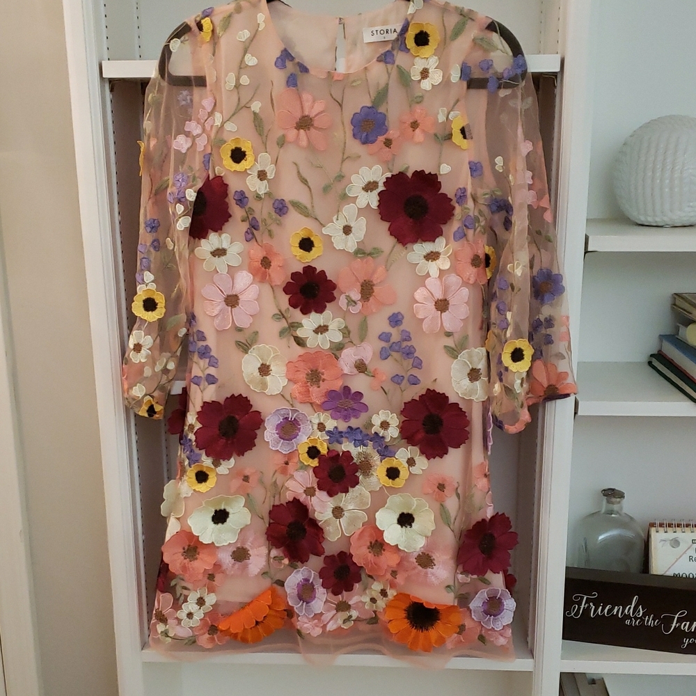 Stunning Floral Applique Dress by Storia NWT